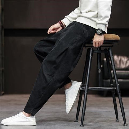 Mens Retro Corduroy Casual Straight Pants