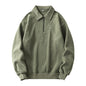 Mens Lapel Half-zip Sweatshirt Fleece Long Sleeve
