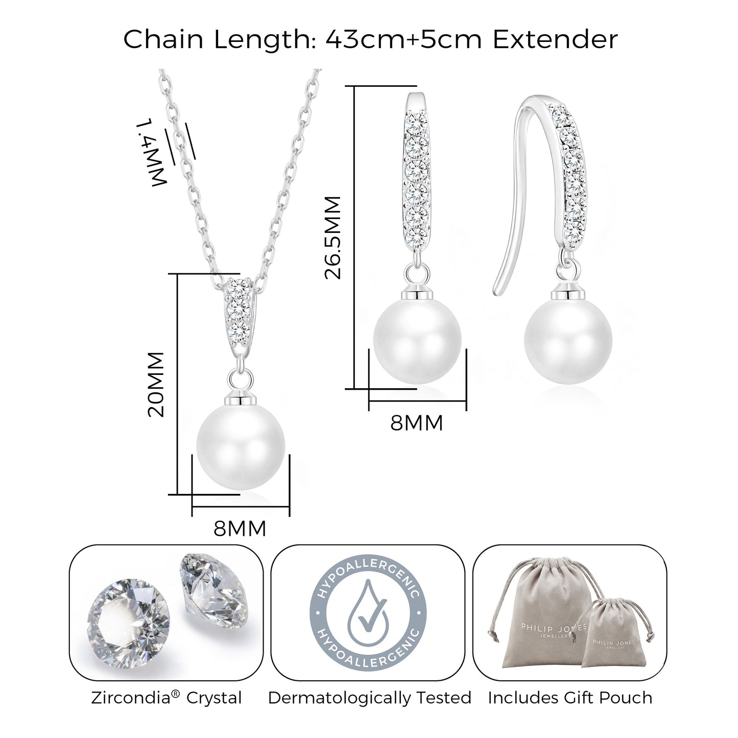 Silver Plated I Couldn't Say I Do Without You Pearl Drop Bridal Set Created with Zircondia® Crystals