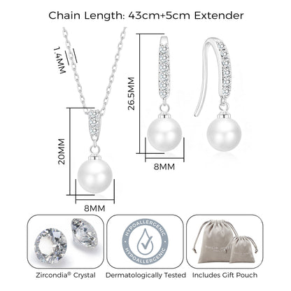 Silver Plated I Couldn't Say I Do Without You Pearl Drop Bridal Set Created with Zircondia® Crystals