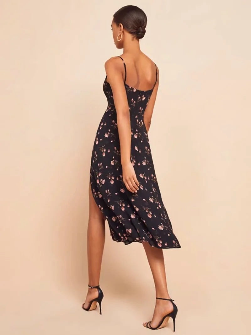 Printed suspender dress