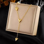 Tassel Peach Heart Necklace Titanium Steel