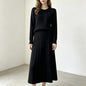 Round neck pullover sweater skirt set for women