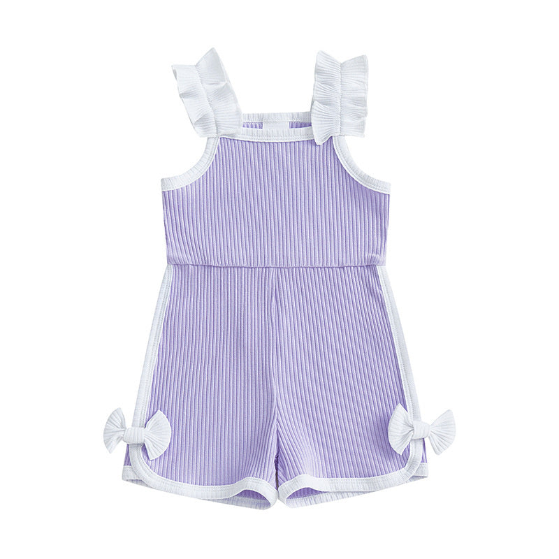 Bowknot Casual Suspenders Jumpsuit Shorts