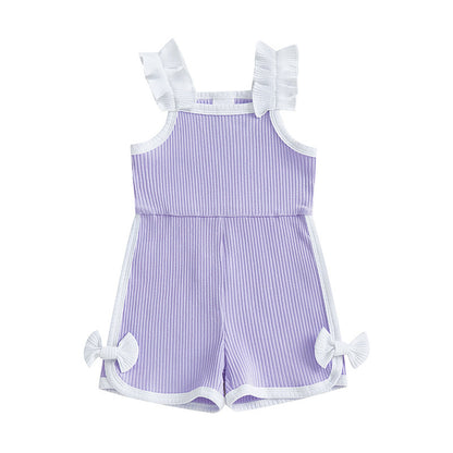 Bowknot Casual Suspenders Jumpsuit Shorts