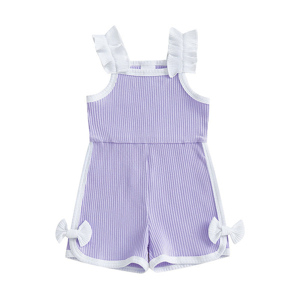 Bowknot Casual Suspenders Jumpsuit Shorts