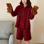 Collar pullover sweater high waisted shorts set for women
