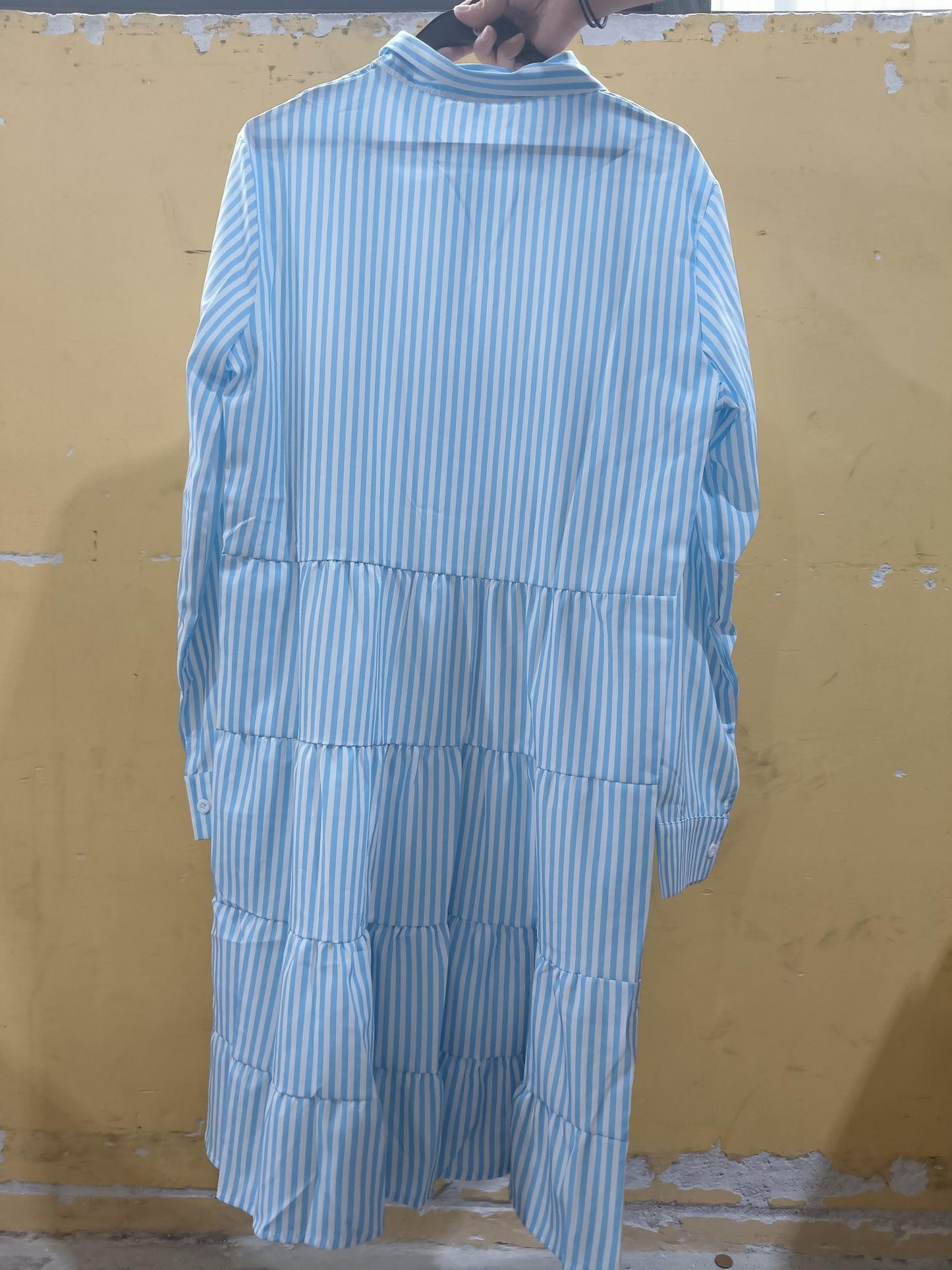 Striped Long-sleeved Shirt Dress