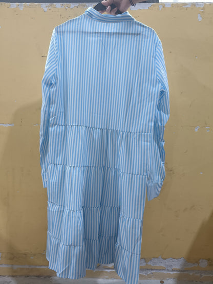 Striped Long-sleeved Shirt Dress