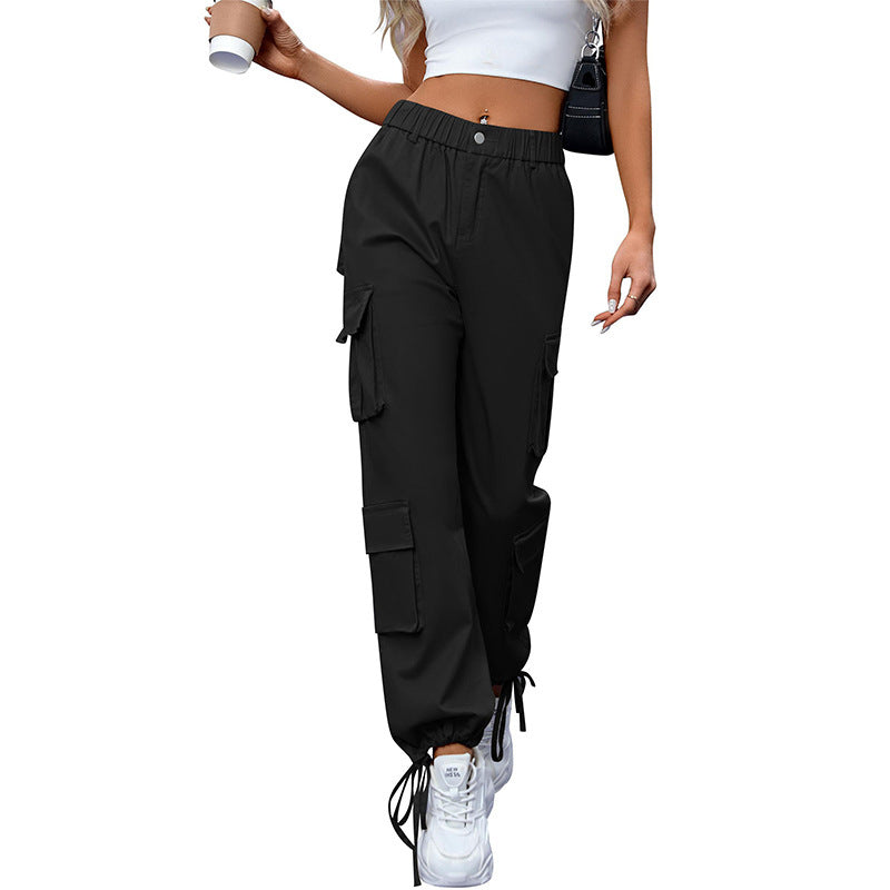 Women's High Waist Pocket Straight-leg Pants