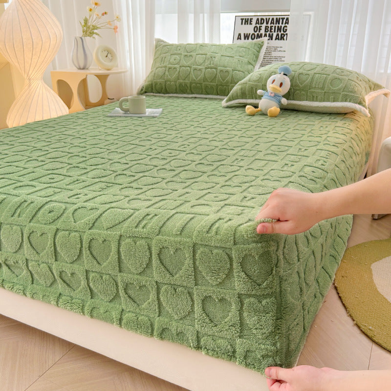 Milk Fiber Fitted Sheet Solid Color Tower Velvet Three-dimensional Carved