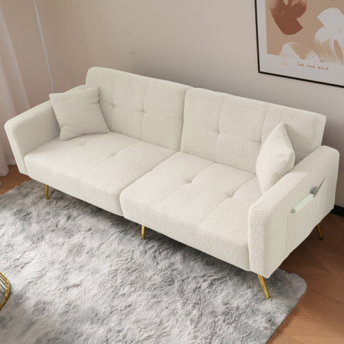 Sofa Bed with Adjustable Back and Side Pockets