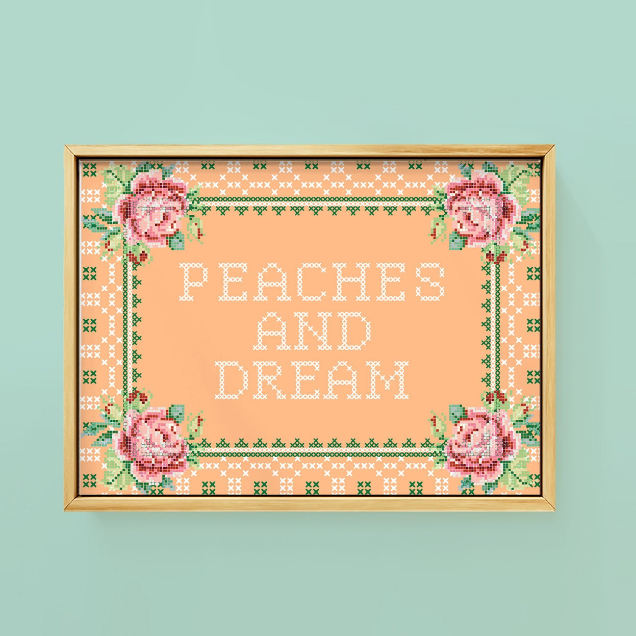 PEACHES AND DREAM CROSS STITCH PRINT