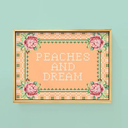 PEACHES AND DREAM CROSS STITCH PRINT