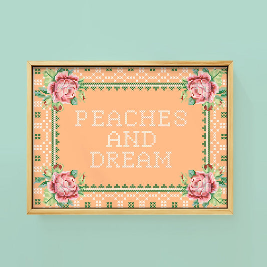 PEACHES AND DREAM CROSS STITCH PRINT