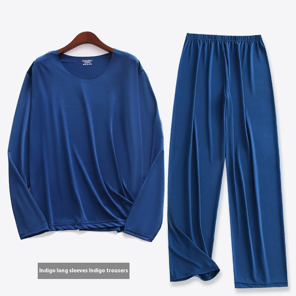 Ensemble Pyjama Homme Printemps-Été Ultra-fin à Manches Longues et Pantalon Capri