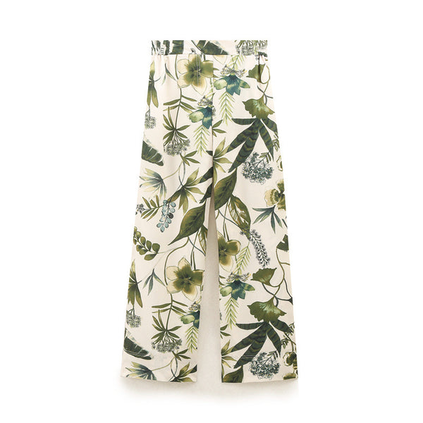 Casual Print Top Printing Straight-leg Pants