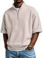 Men's Waffle Knit Half-Zip Polo Shirt - Short Sleeve