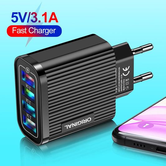 Tête de charge lumineuse 4 USB pour téléphone portable