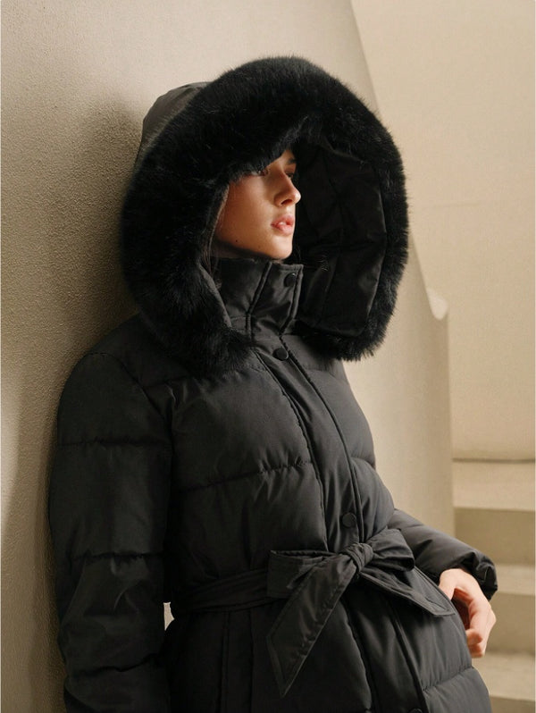 Anewsta Long Sleeve Zip Up Hooded Padded Coat
