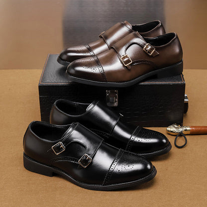 Chaussures en cuir basses Style britannique Tendance Affaires Formel Hommes Décontracté