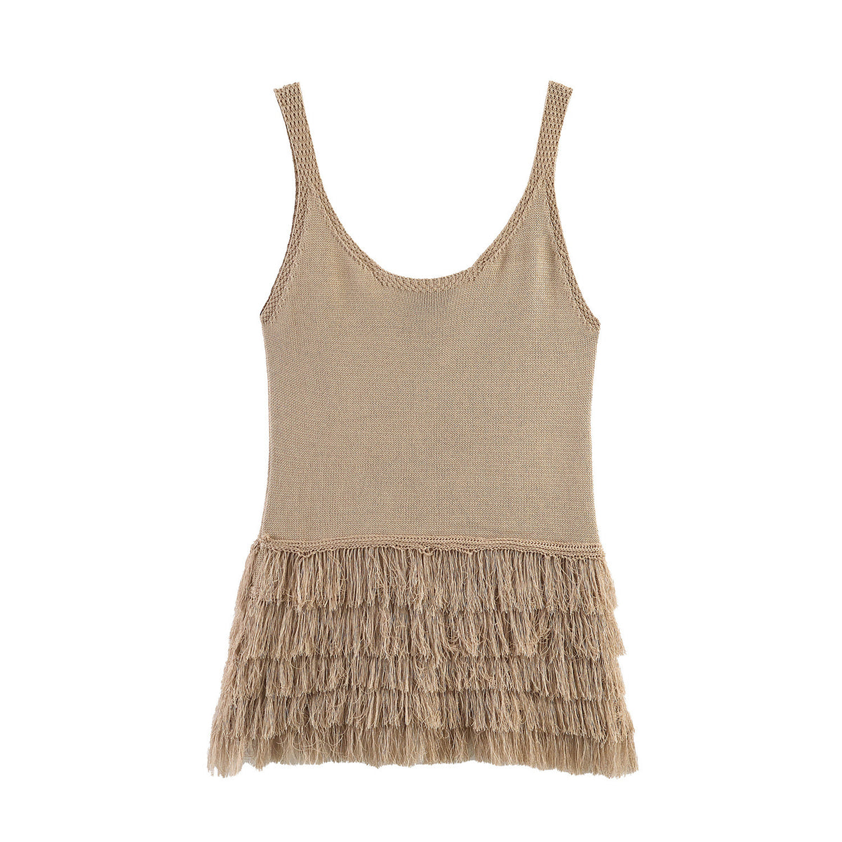 Women's tassel strap sleeveless knit top - view 3