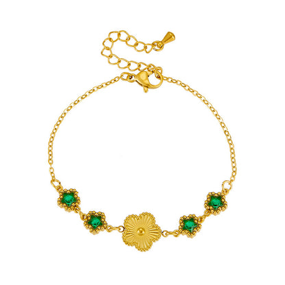 Womens Flower Five-leaf Flower Shell Titanium Steel Bracelet