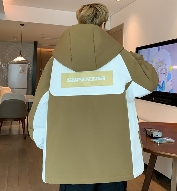 Veste à capuche doublée polaire épaisse pour homme