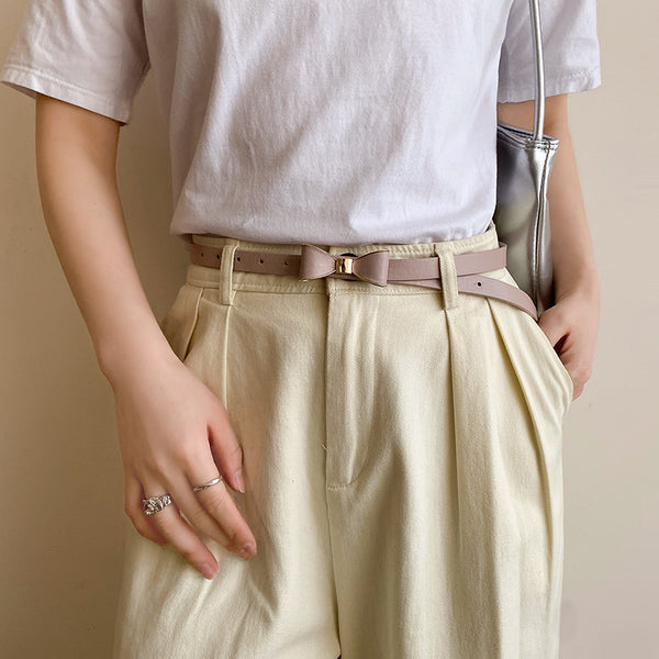 Ceinture fine coréenne à nœud pour femme, assortie à tout