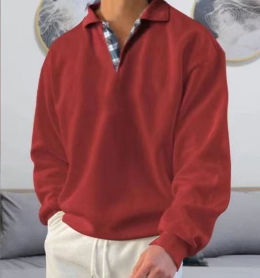 Mens Long Sleeve V-neck Lapel sweater