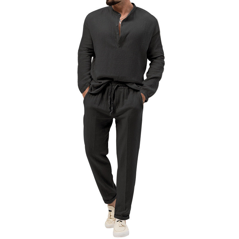 Casual T-shirt Long Sleeve Shirt Trousers Suit