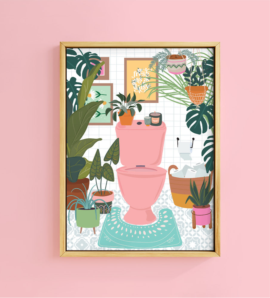 BOTANICAL PINK LOO PRINT
