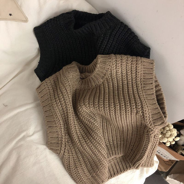 Gilet en laine épaissie à grosses rayures, pull de printemps et d'automne