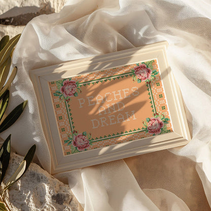 PEACHES AND DREAM CROSS STITCH PRINT