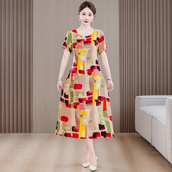 Women's Short Sleeve Cotton Floral Dress