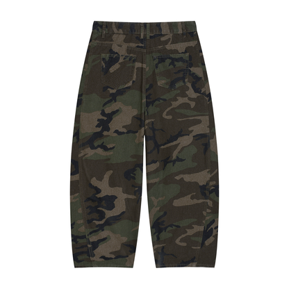 Men's Camo Barrel Leg Cargo Pants 200GSM