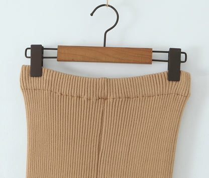 Slim fit micro flared knitted long pants