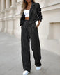 Striped Lapel Cropped Top Pants