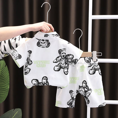 Baby Lapel Short Sleeve Shirt Suit