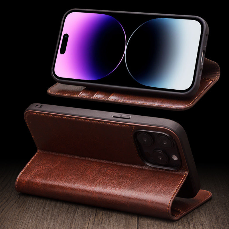 Leather flip protective phone case