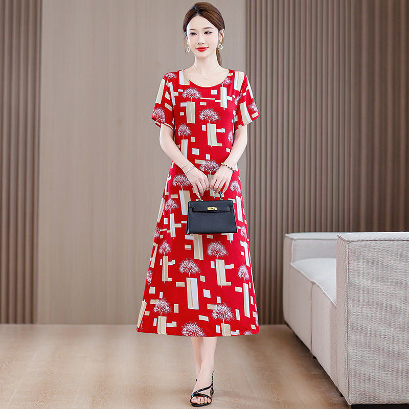 Women's Short Sleeve Cotton Floral Dress