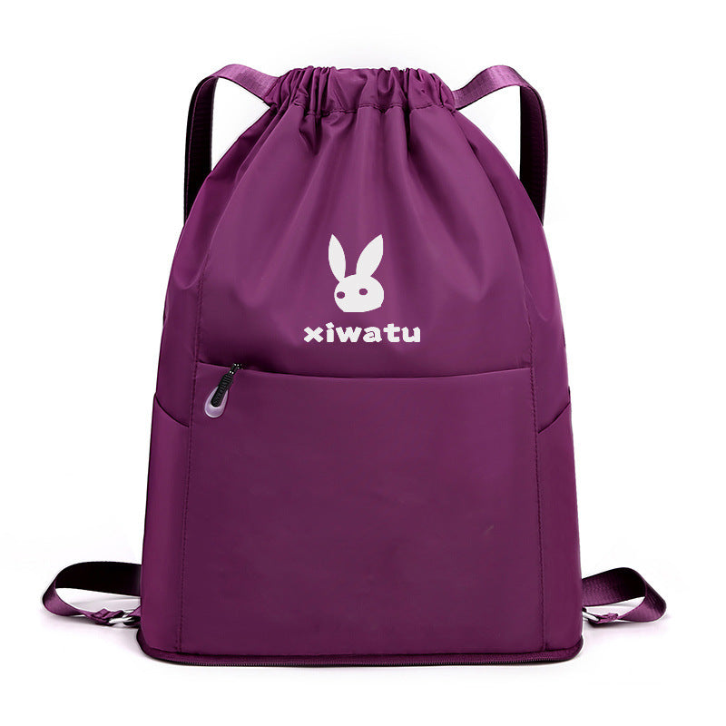 Drawstring Folding Backpack - Portable Nylon Daypack
