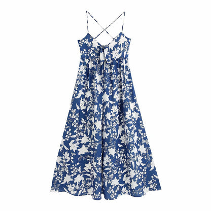 Slim printed suspender dress