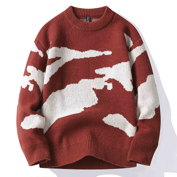 Mens crew neck knitted printed sweaters