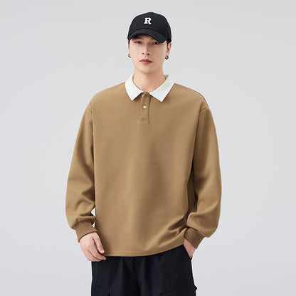Retro Faux Two-Piece Polo Hoodie
