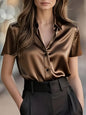 Women's Satin Short-sleeved Blouse