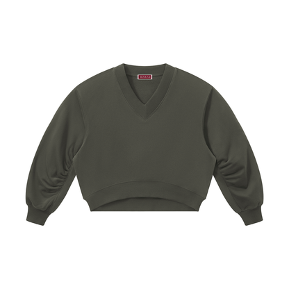 Women's Crop V-Neck Sweatshirt 280GSM