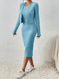 Front Button Cropped Top And Slim Fit Dress