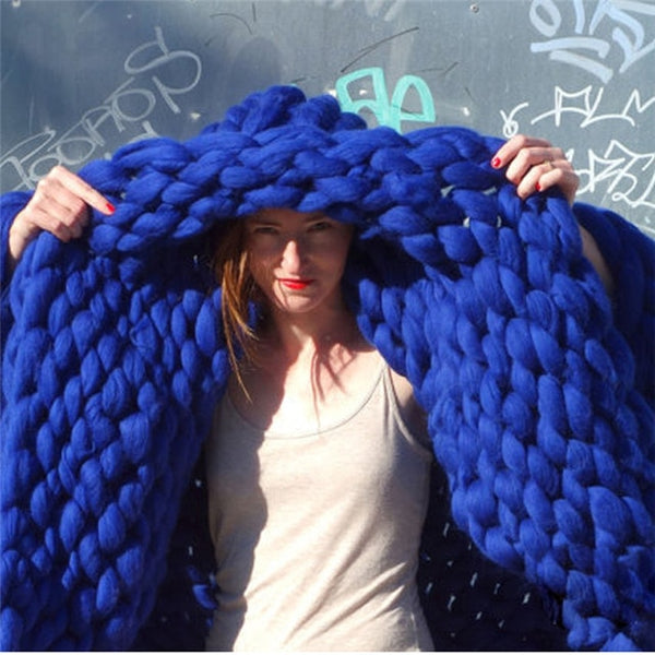 Chunky Knit Cotton Throw Blanket