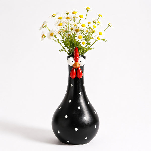 Hand-Painted Rooster Vase Sculpture